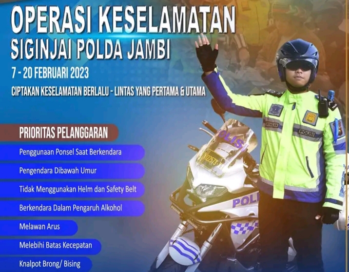 Polda Jambi Gelar Operasi Keselamatan Mulai 7 Februari Selama 14 Hari