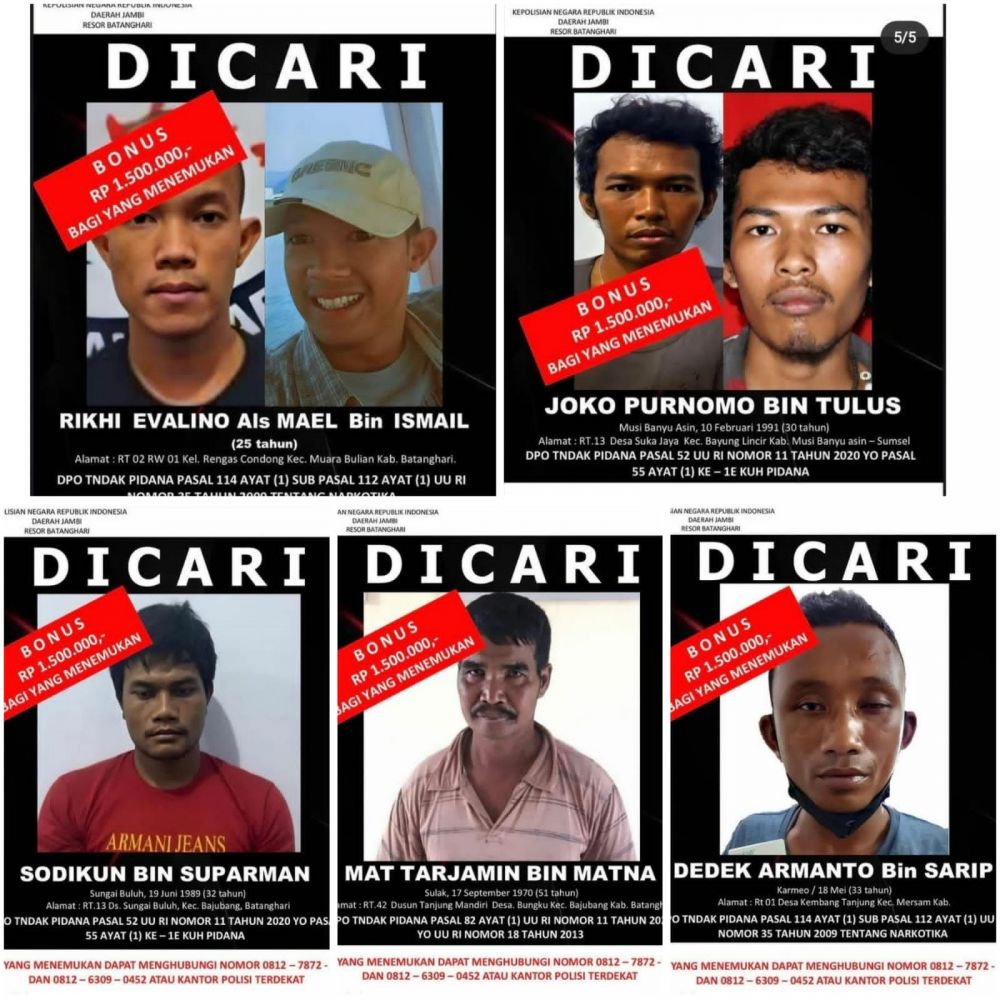Polda Jambi Gelar Sayembara Berhadiah 1,5 juta Bagi Yang Temukan Keberadaan Tahanan Kabur