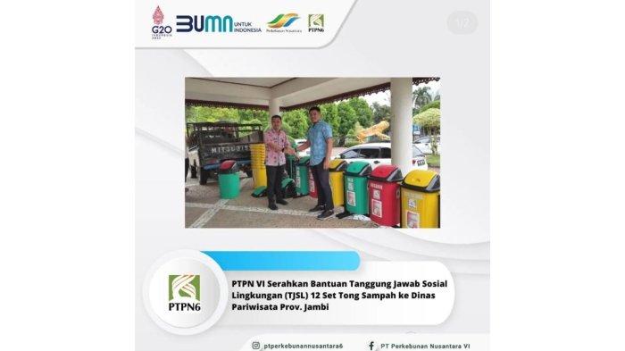 PTPN VI Bantu 12 Set Tong Sampah Desa Wisata Pentagen Kerinci