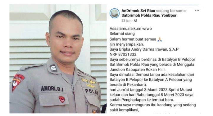 Viral Anggota Brimob di Riau Curhat Dimutasi dan Setor Komandan