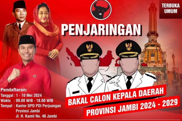 DPD PDI Perjuangan Jambi Buka Penjaringan Bakal Calon Gubernur