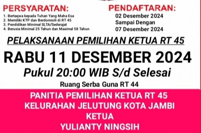 Warga Jelutung Kota Jambi Antusias Sambut Pemilihan Ketua RT
