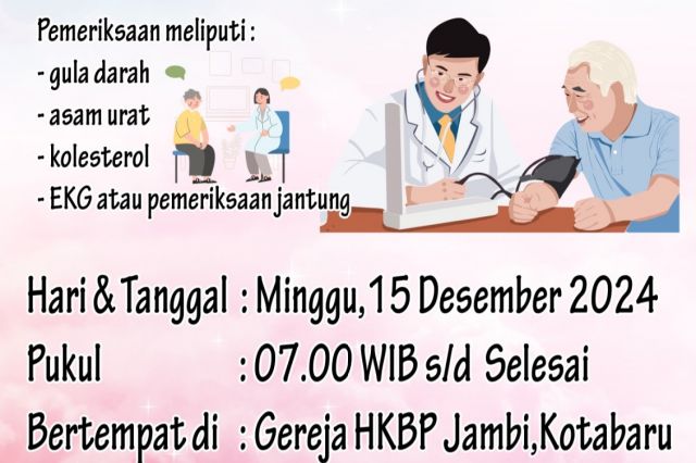 Panitia Perayaan Natal Oikumene Provinsi Jambi 2024 Gelar Pemeriksaan Kesehatan Lansia