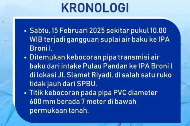24 Ribu Pelanggan PDAM TIRTA MAYANG Terdampak Pasokan Air Akibat Pipa Putus, Normal 27 Februari