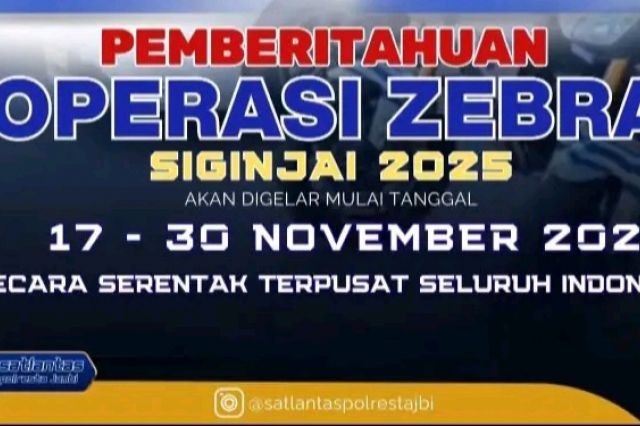 Polda Jambi Akan Gelar Operasi Zebra Siginjai 2025