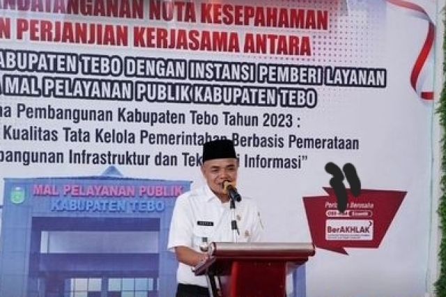 Pj Bupati Tebo H. Aspan Tanda tangani MoU terhadap 13 instansi di mpp.