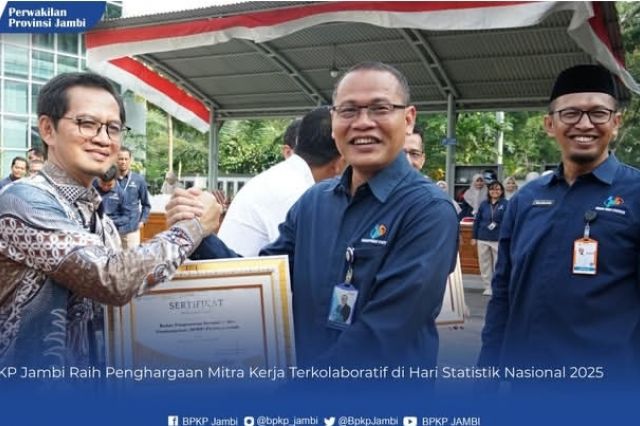 BPKP Provinsi Jambi Terima Penghargaan Mitra Kerja Terkolaboratif dari BPS pada Hari Statistik Nasional 2025