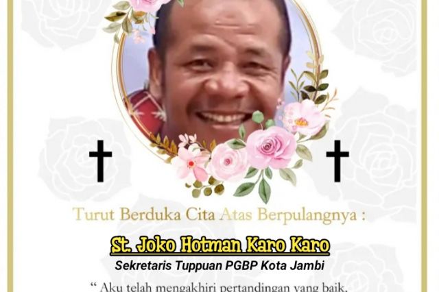 Sekretaris Tuppuan PGBP Kota Jambi St. JH. Karo Karo Tutup Usia